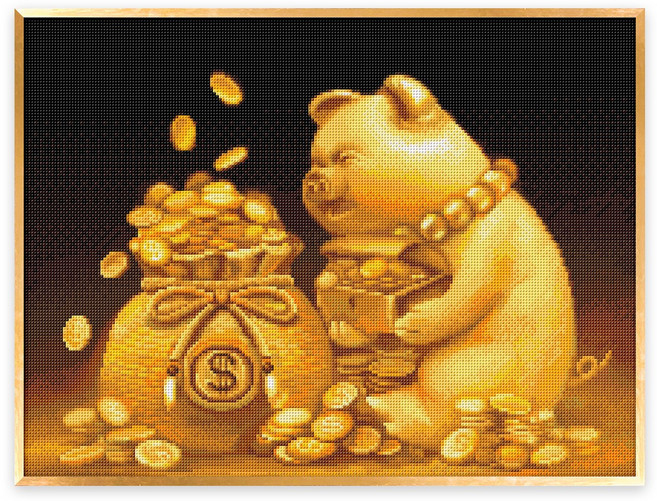 블링블링 알루미늄 액자형 보석십자수 (AB+원형) 60x45cm, BL3D-1157 (부자되면돼지), 1세트