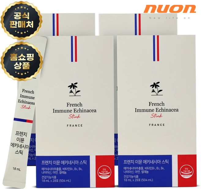 뉴온 프렌치 이뮨 에키네시아 스틱 18ml x 28포 에키네시아추출물 면역 기능 증진, 4박스, 504ml - 쿠팡