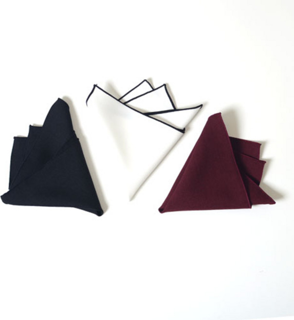 3종세트 화이트 와인 검정 행거치프 행커치프
