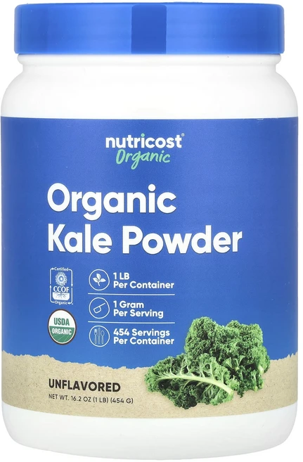 몸관리하세요 겨울입니다 Nutricost 유기농 케일 분말 무맛 454g(16.2oz) 특별관리진행, Nutricost유기농케일분말무맛454g162oz, 1, 454g - 쿠팡