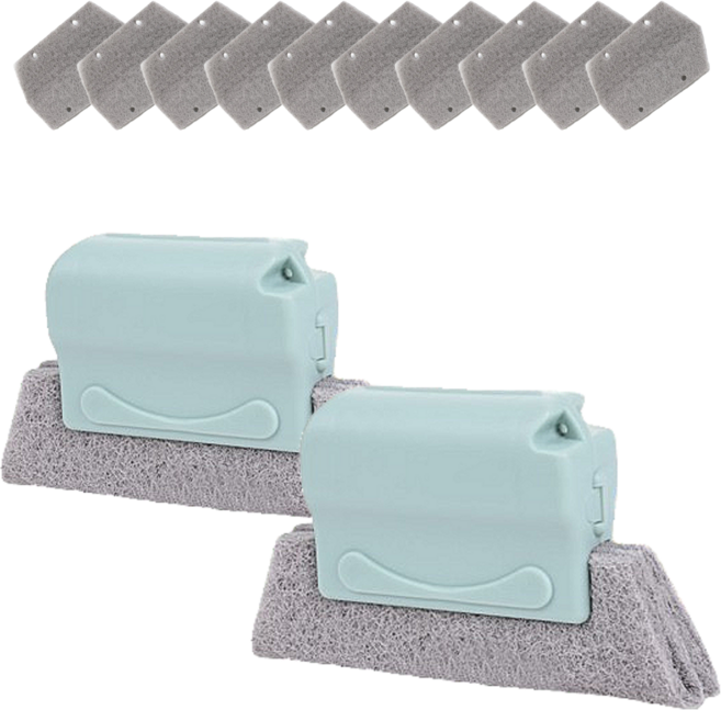 노엔트 간편사용 창문 틈새 청소 브러쉬 (본품2개+리필 10개), 1세트, 민트