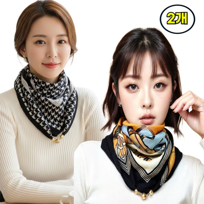 뉴블랑 여성 편한 원터치 자석 스카프 간절기 봄 가을 필수템 데일리용