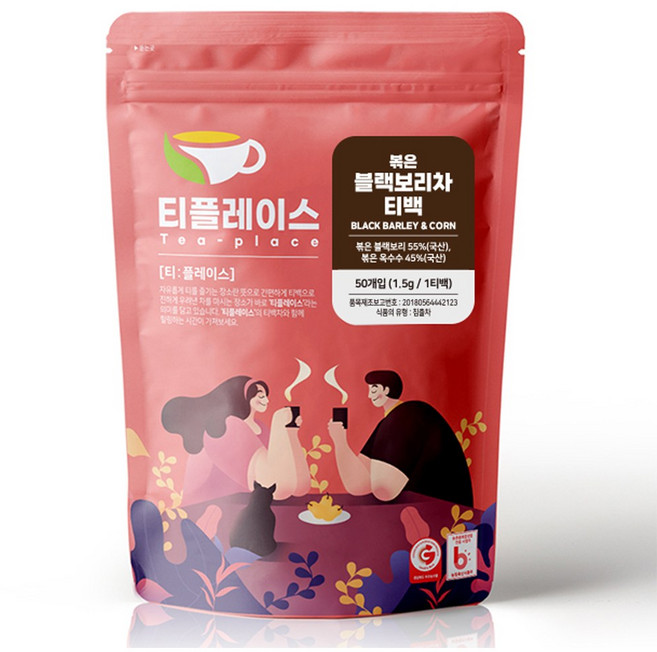 티플레이스 국산 100% 볶은 블랙보리차 삼각티백 50티백 전통차 허브차, 1개, 50개입, 1g