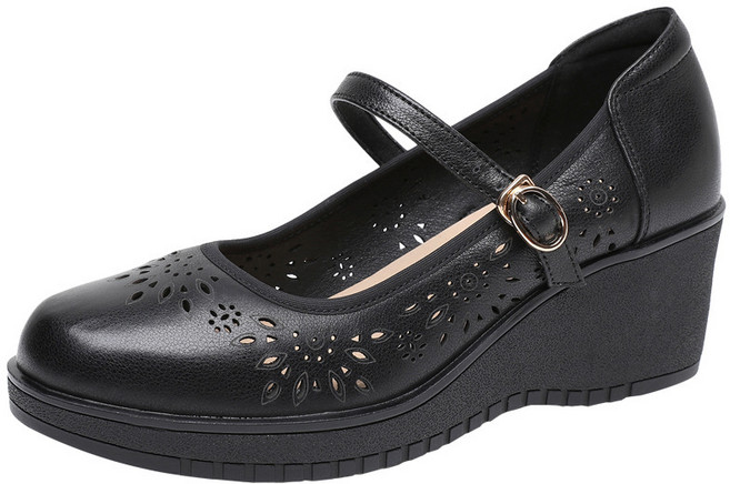 POMTOR 여성 여름 웨지 샌들 편안한 통기성 메리제인 단화 키높이 6cm