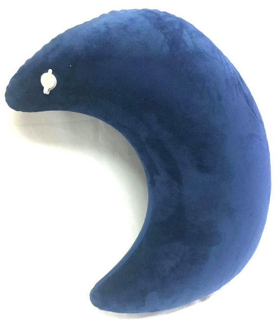 반달형 휴대용 미용실 수유 공기 베개 투명 안감 받침 주입, 블루