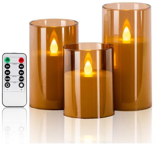 LED 조명 전자 전체 타이머 크리스마스 아크릴 제어 양초 및 세트 원격 결혼식 장식, 1개, 3)LE-02