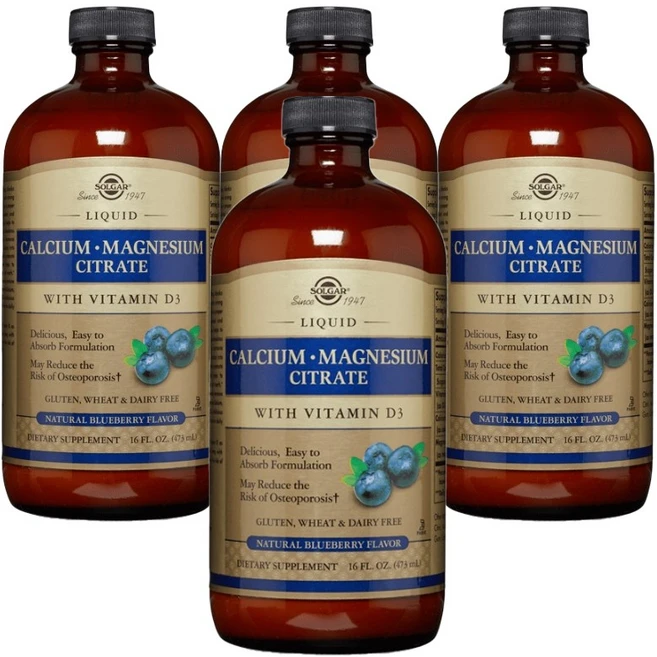 솔가 리퀴드 칼슘 마그네슘 구연산 비타민 D3 내추럴 블루베리, 4개, 473ml - 쿠팡