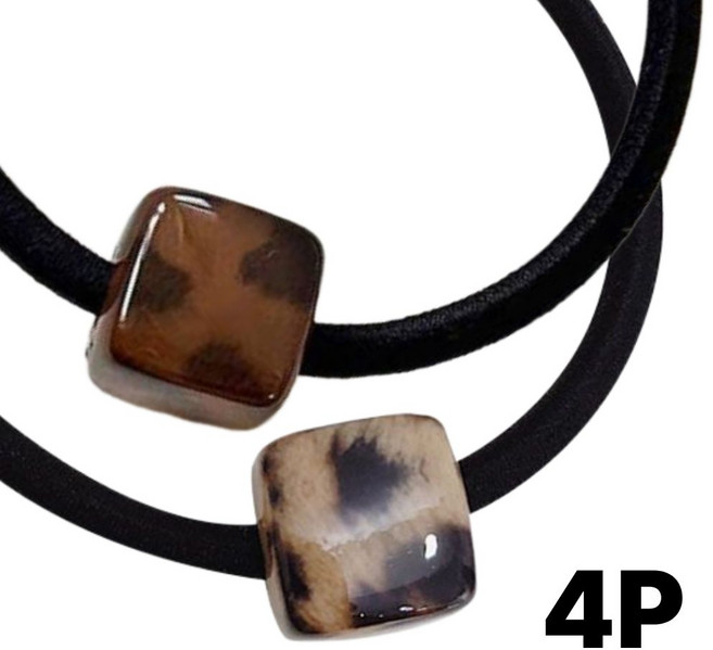 chewping 레오파드 큐브 머리끈 4p