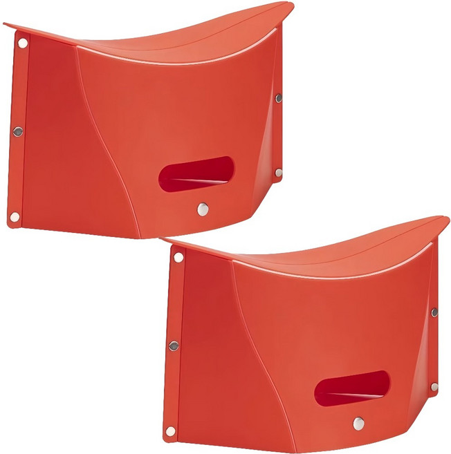 휴대용 원터치 접이식 미니 슬림 의자, 레드, 2개