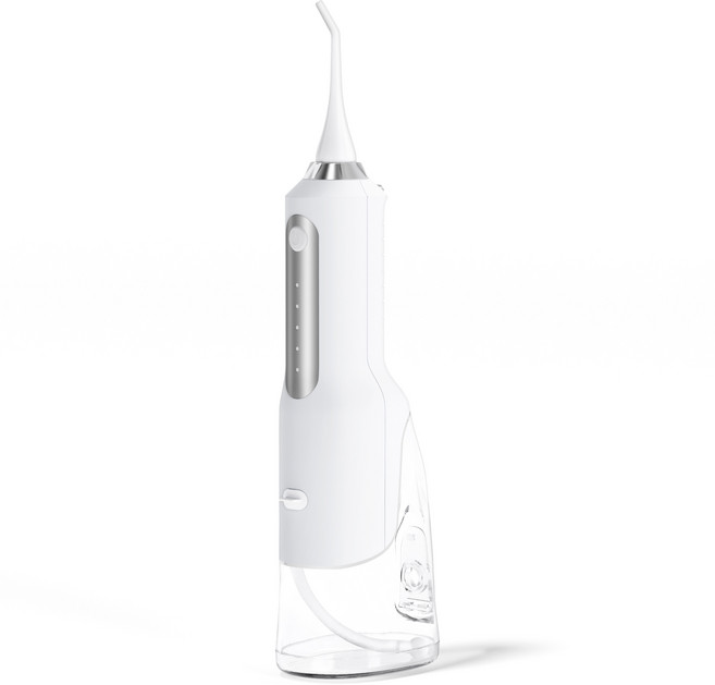 초강력 휴대용 무선 구강세정기 IPX7 방수 5단계 세정모드+5개 노즐팁 포함, 화이트, C10S