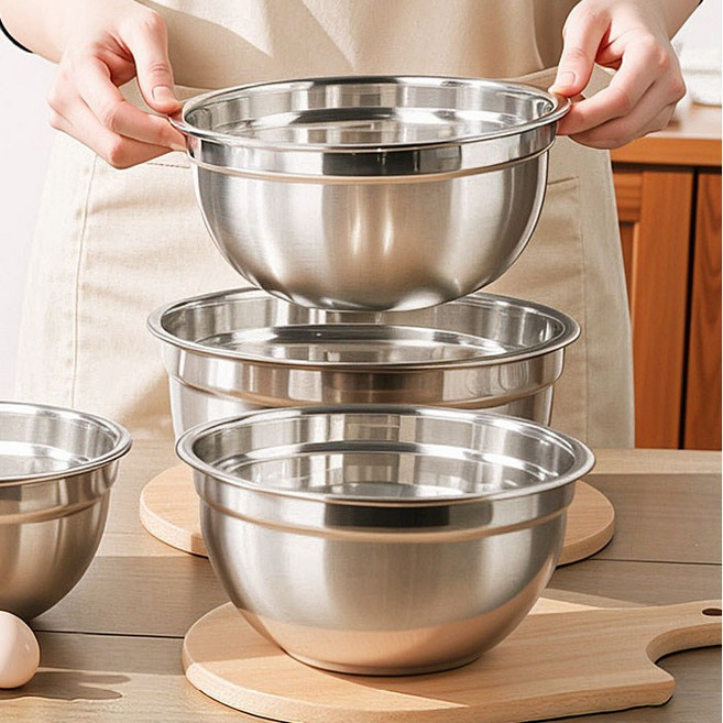 콜콜러브 스텐 믹싱볼 샐러드볼 김치 다라이 베이킹믹싱볼, 1세트, 3P