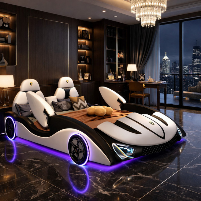 어린이 자동차 침대 초등 남아 침대프레임 스포츠카 레이싱카, 코코넛매트리스세트 하단수납없음 1350x2000