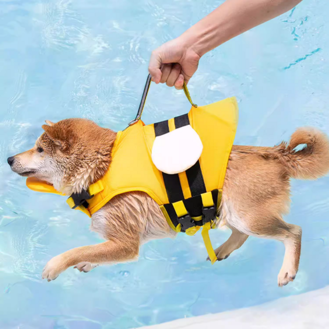 웨이비데이즈 강아지 꿀벌 구명조끼, 옐로우, 1개