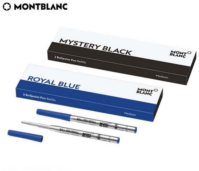 몽블랑 볼펜심 리필교체 블랙 블루 2개 ballpoint pen, 로얄블루, 보통굵기M(0.7mm-1.0mm)