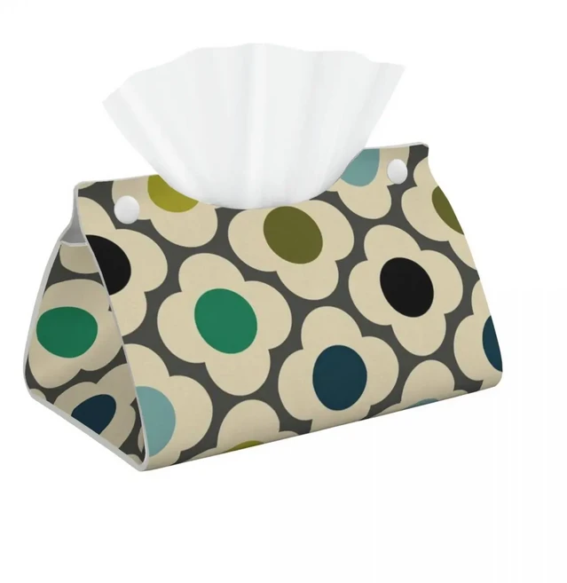 커스텀 버드 블랙 화이트 오렌지 페이셜 티슈 박스 커버 직사각형 Orla Kiely Scandi PU 가죽 자동차 가정, 21 9