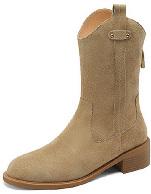 타니즈 미하일 봄 가을 여성 둥근코 스웨이드 미들부츠 (3.7cm)