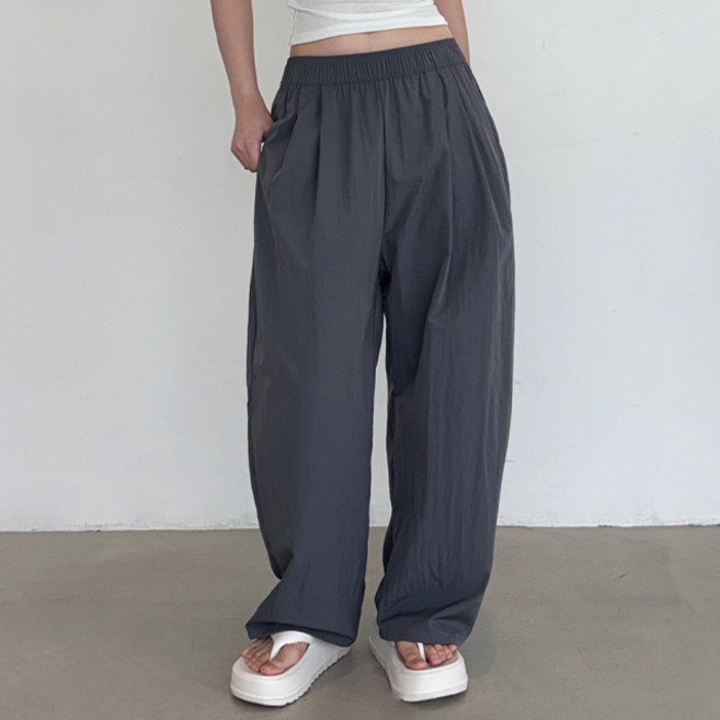피어니스트 여성용 바스락 여름 밴딩 와이드 팬츠