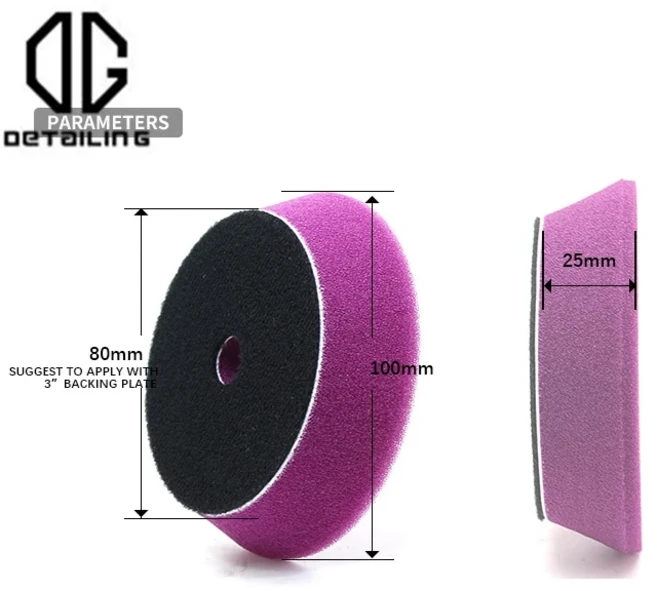 디테일링 버핑 폴리싱 스폰지 패드 키트 자동차 디스크 폼 도구 3 인치 80mm, [04] Purple-2pcs one pack