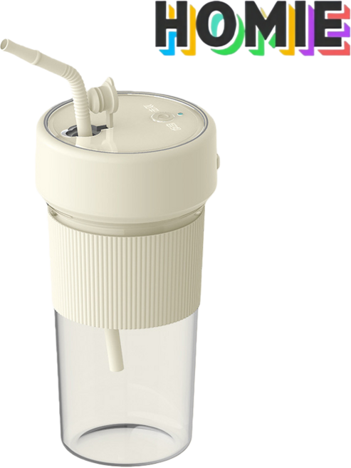 HOMIE 다기능 미니무선 휴대용믹서기 원터치충전식 과일주스기, 화이트, FF98