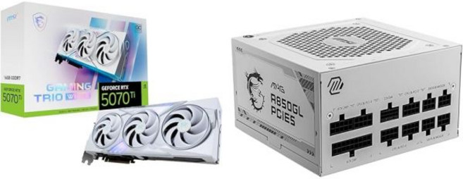 MSI 지포스 RTX 5070 Ti 16G 게이밍 트리오 OC 화이트 그래픽 카드 VD9040 MAG A850GL PCIe 5.0 ATX3.0PCIe 호환 PC 파워 서플라이, White Set) 5070 Ti GAMING Whit