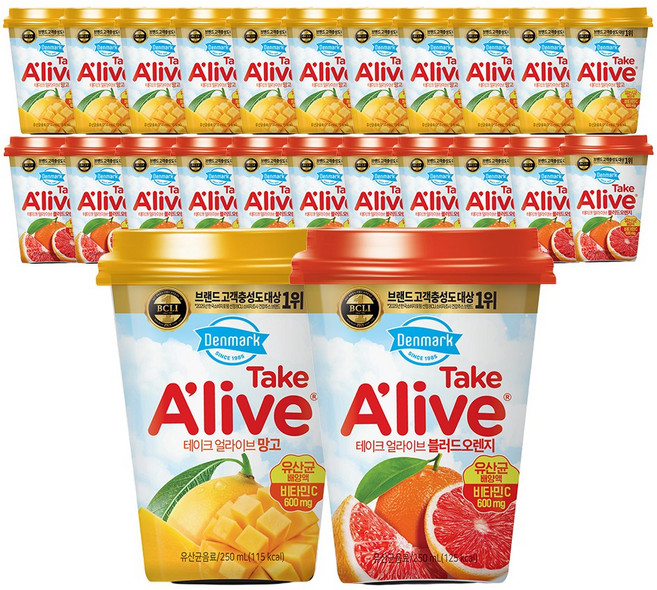 동원 덴마크 테이크 얼라이브 250ml 24개 (망고12P+블러드오렌지12P)