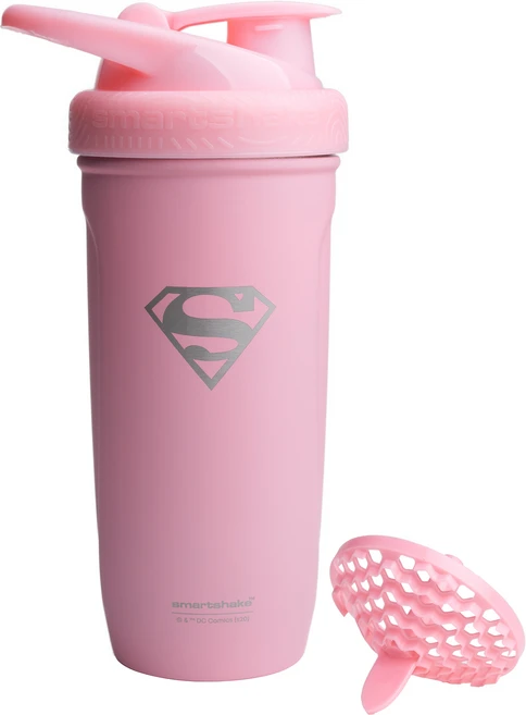 스마트쉐이크 DC Reforce 스테인리스 스틸 단백질 셰이커 병 900ml, 1세트, 슈퍼걸 - 쿠팡