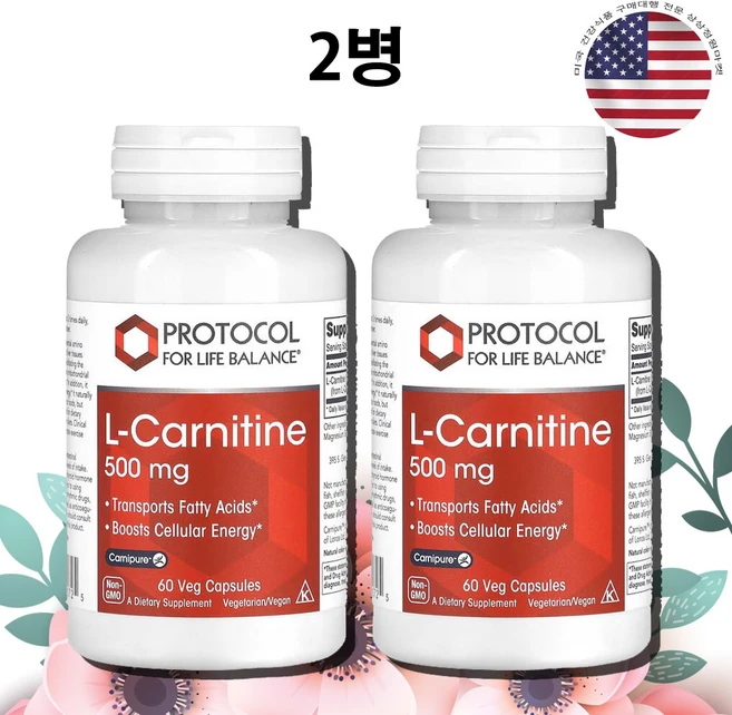 Protocol for Life Balance L-카르니틴 500mg L-Carnitine, 2개, 60정 - 쿠팡
