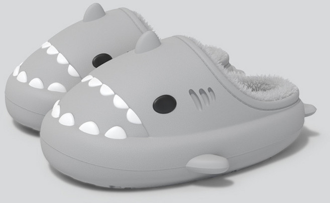 곰돌이샵 푹신푹신 퍼니 상어 EVA 방한 슬리퍼 발편한 쿠션 털 실내화 따뜻한 겨울 슬리퍼