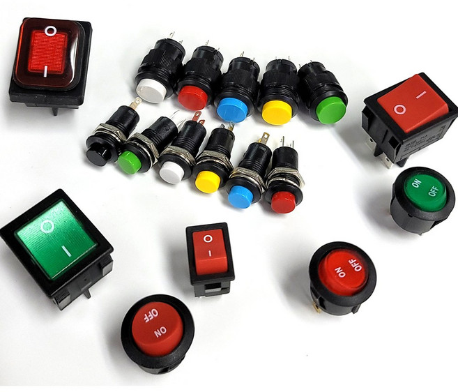 스위치 푸쉬 온오프 라커 사각 원형 시소 스위치, W12N 푸쉬스위치 리턴 적색, 1개