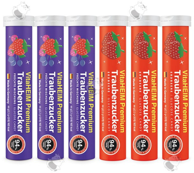 NEW 비타하임 프리미엄 포도당캔디 딸기 3개 + 혼합 3개, 44g, 6개