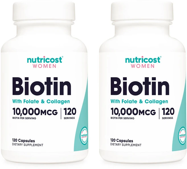 탈모에 좋은 비오틴 콜라겐 엽산 효과 영양제 10000mcg 120캡슐 2팩, 2개, 120정 - 쿠팡