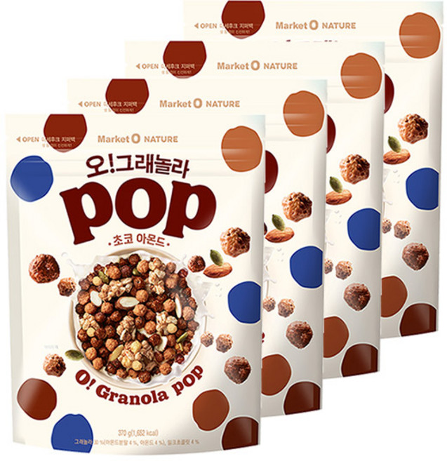 마켓오 오그래놀라 팝 초코아몬드, 4개, 370g