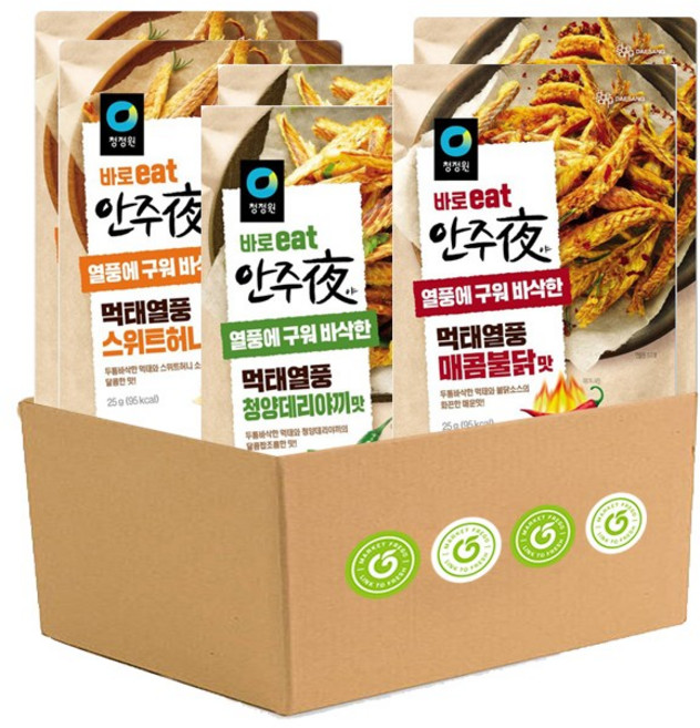 청정원 안주야 먹태열풍 세트 (청양데리야끼 2개+매콤불닭 2개+스위트허니 2개), 25g, 2세트