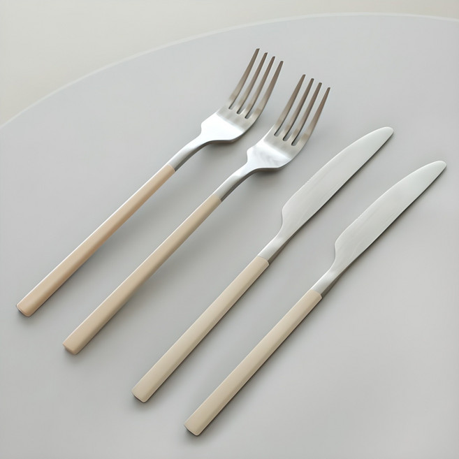 달팽이리빙 퀴진드마망 커트러리 세트, 크림화이트, 포크 2p + 나이프 2p, 1세트