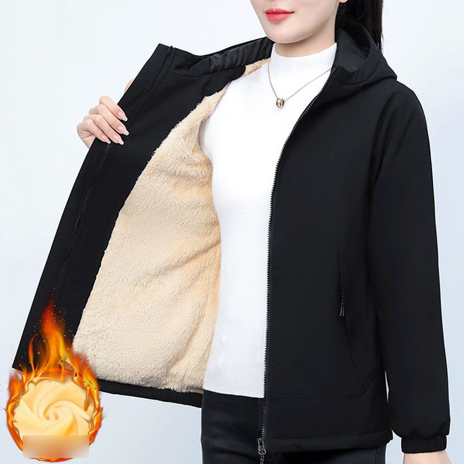 여성 무지 지퍼포켓 기모 두툼 바람막이 트렌치 코트 방풍 방수 방한 아웃도어 후드 집업 자켓 점퍼 아우터