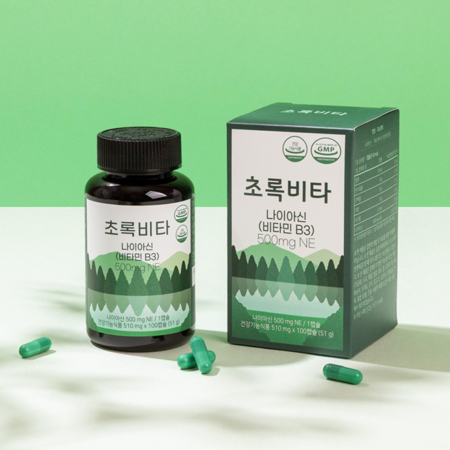 초록비타 고용량 비타민B3 (나이아신 니코틴산아미드 니코틴아미드 NAM), 1개, 100정