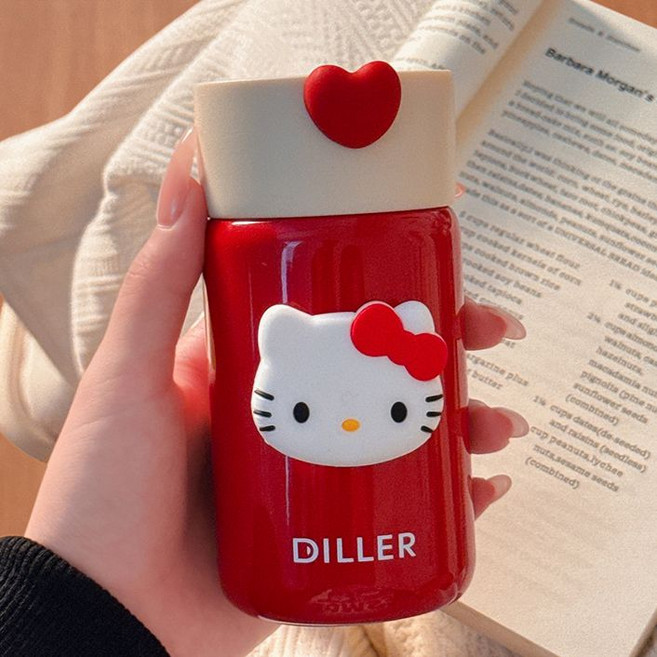 헬로 키티 316 보온 보틀 200ml 미니 텀블러 보온병 학생 직장인 휴대용 귀여운 물병, 옐로우 200ml