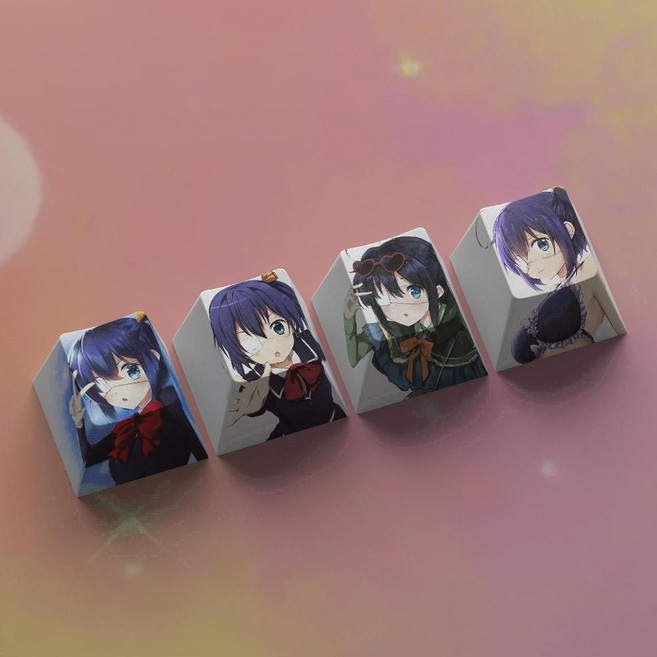 애니 캐릭터 PBT 키캡 기계식 키보드 커스텀 텐키리스 스타일링 입사 선물 특수 반투명, 1. 4pcs