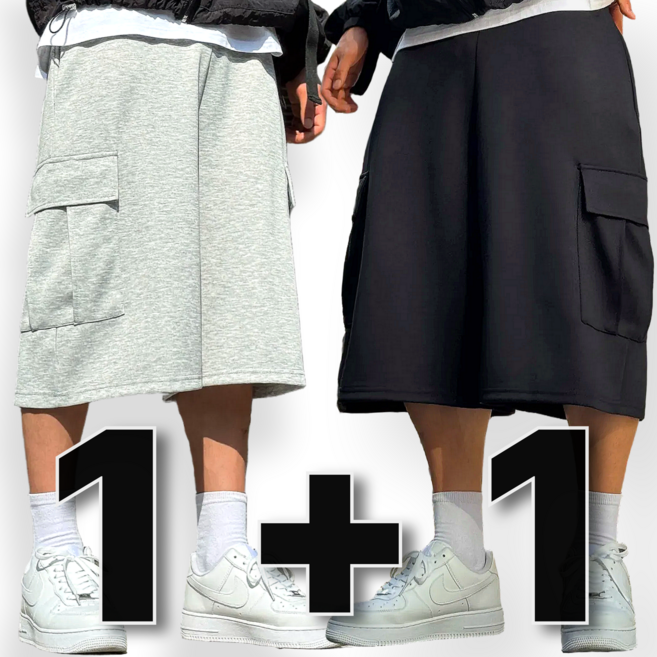 1+1 시온 카고 와이드 버뮤다팬츠 남녀공용