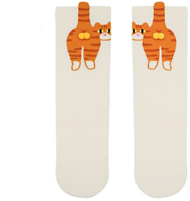可愛貓咪造型中筒襪 趣味立體卡通襪