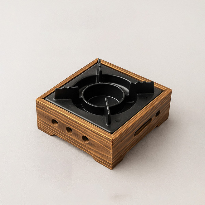 쿡제 사각 우드 미니 화로 워머, 1개, 대(210mm)