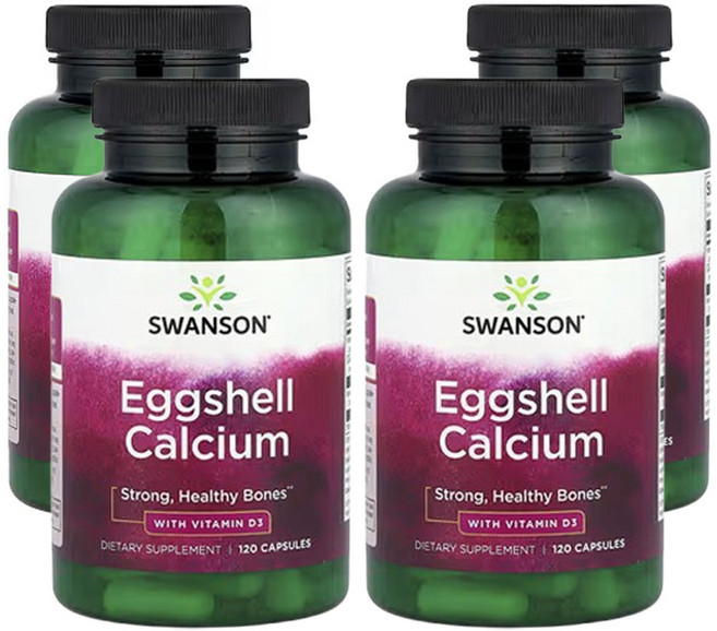 스완슨 비타민D3 함유 계란껍질 칼슘 120캡슐, 120정, 4개