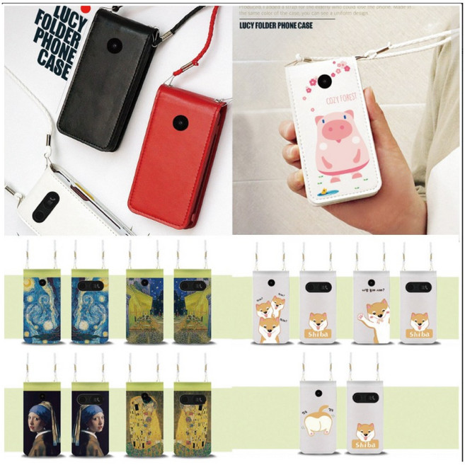 루이진 LG 폴더폰2s Folder LM-Y125 - 목걸이 스트랩 카드포켓 폴더 디자인 케이스 + 넥