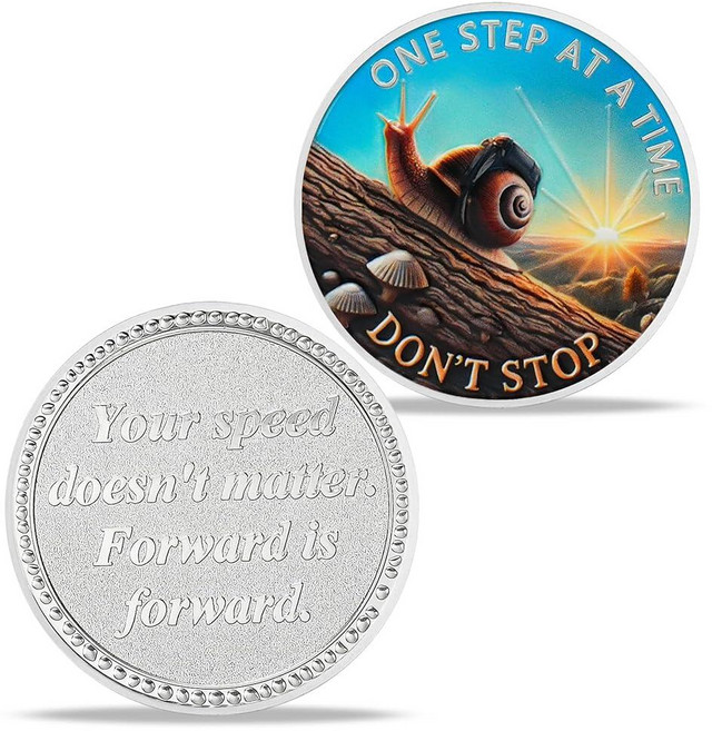 Funny Doge Sobriety Coin – 강아지 밈 및 삼각형 기호가 있는 AA 메달리온 - 익명의 알코올 중독자를 위한 Sober 토큰 복구 칩 선물 남성 여성을 회, One Step at a Time