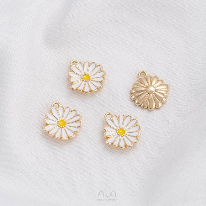Ala 14K包金滴油小雛菊吊墜 DIY飾品掛件