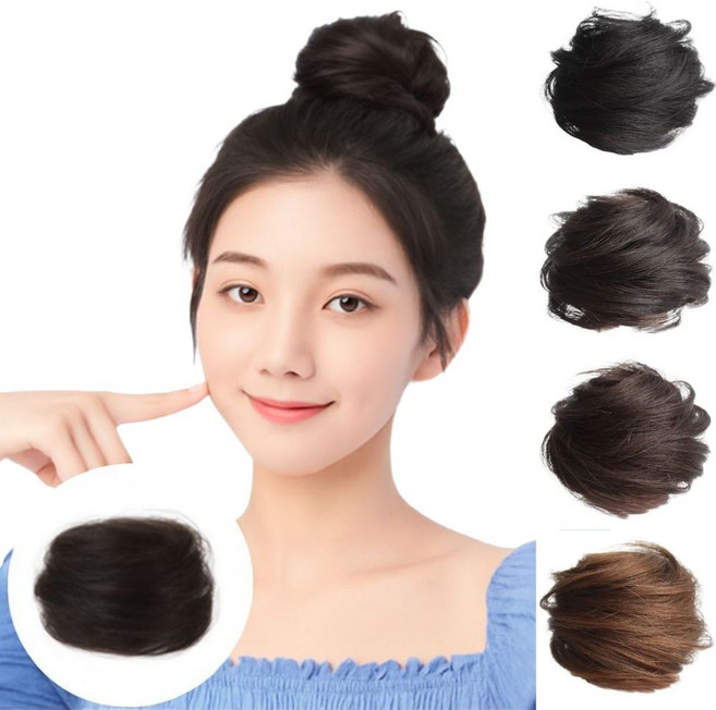 알레노브 똥머리 밴드 만두머리 곱창 가발, 1개, 브라운블랙