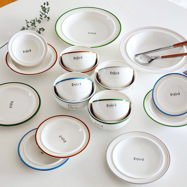 시라쿠스 메이플 코지4인 22p 식기 그릇세트 홈세트 컬러믹스+유리컵 포함구성, 화이트+컬러믹스 (로로스텍머그컵4p포함)