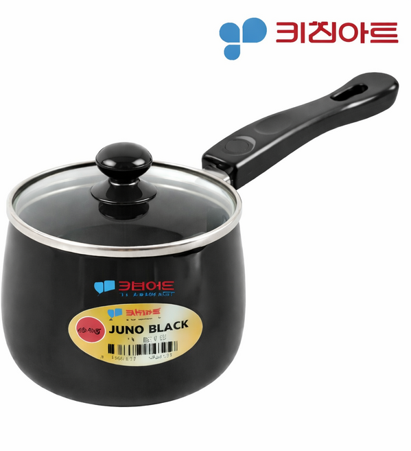 키친아트 쥬노블랙 경질 14cm 밀크편수냄비(가운데부분이크기입니다), 밀크편수냄비 1개 + 강화유리 1개, 1개