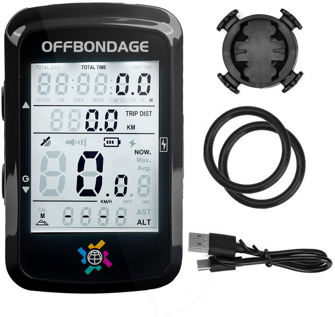 오프 GPS 자전거 컴퓨터 6인치 사이클링 오도미터 무선 속도계 방수 디지털 스톱워치, 검정색