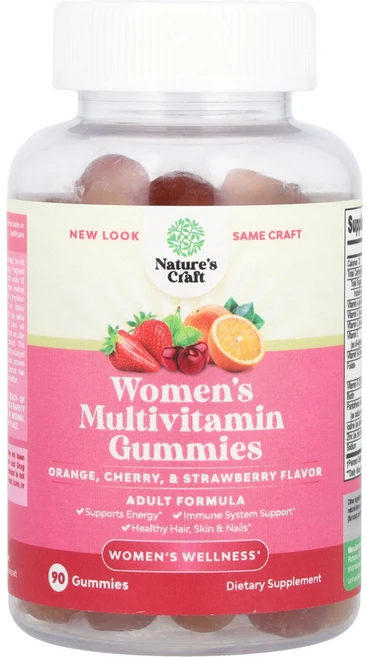 Nature's Craft 여성용 종합비타민 구미젤리 오렌지 체리 & 딸기 구미젤리 90개 Craft (네이처스 크래프트), 90정 1개, 1개 - 쿠팡